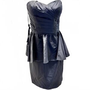 NWT Forever Yours Grey Taffeta Ruffled Retro Pinup Dress Peplum Strapless 12